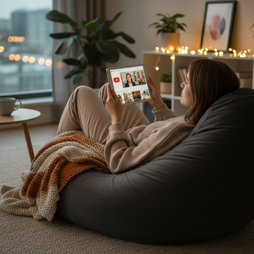 A person watching YouTube